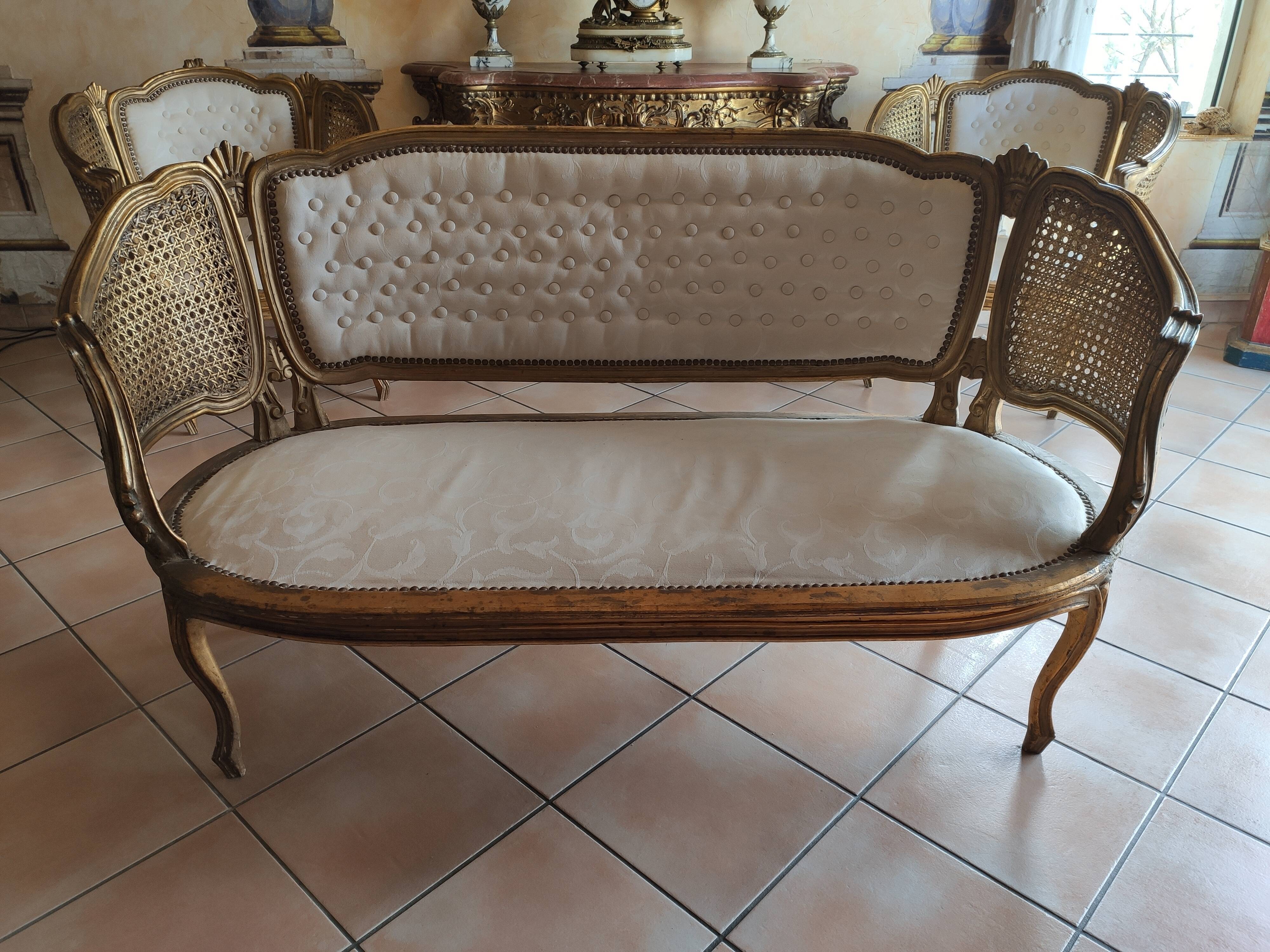 Salon Louis XV three pieces in golden wood