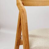Vintage chairs light oak and beige natural linen