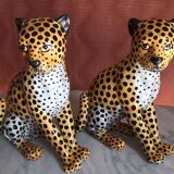 Pair of ceramic leopards