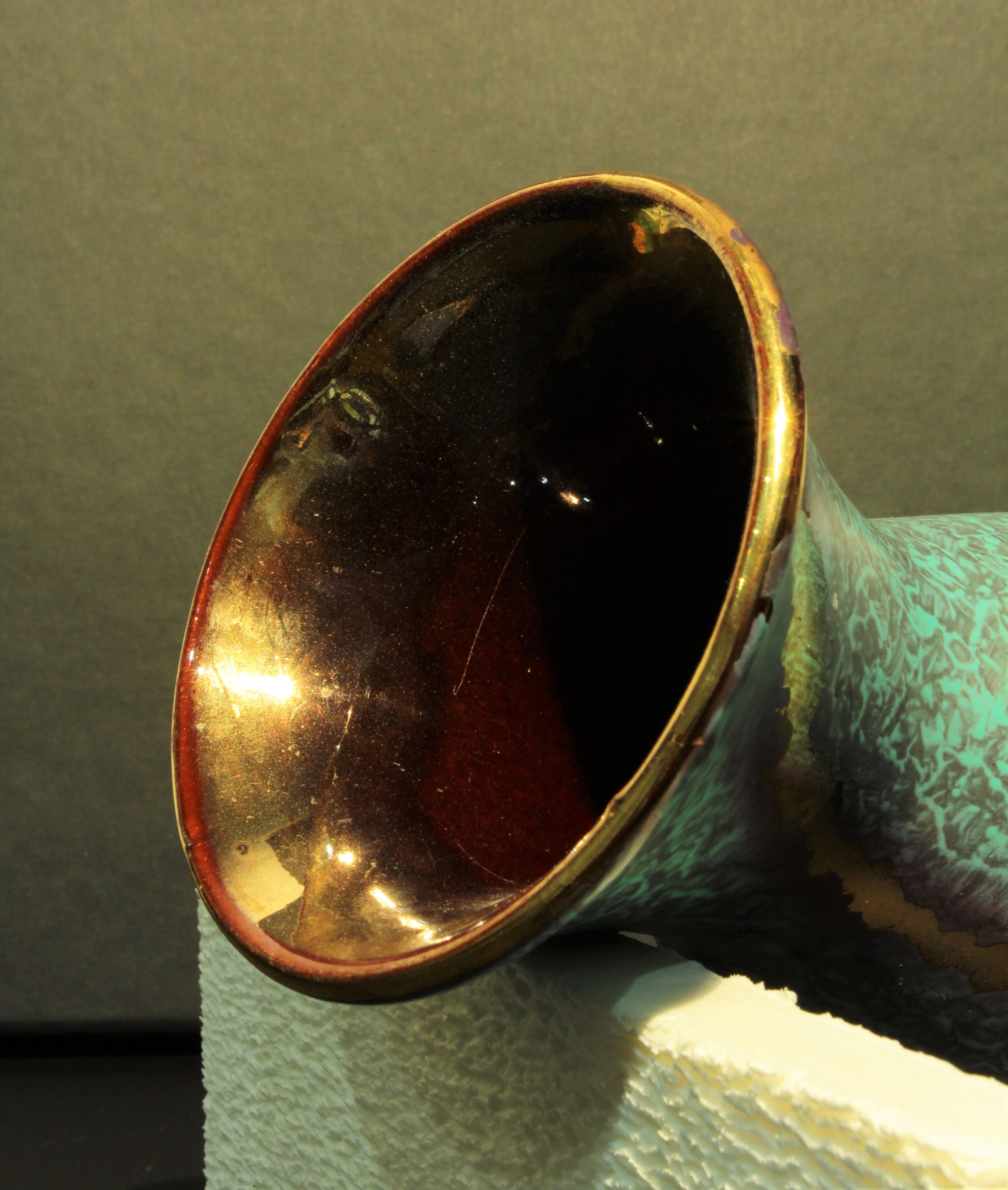 Jasba vase with blue and gold patina (c. 1950-1960)