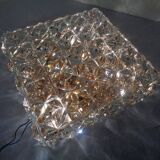 Large gold-plated and crystal glass flush mount from Kinkeldey, Germany, 1970s.
