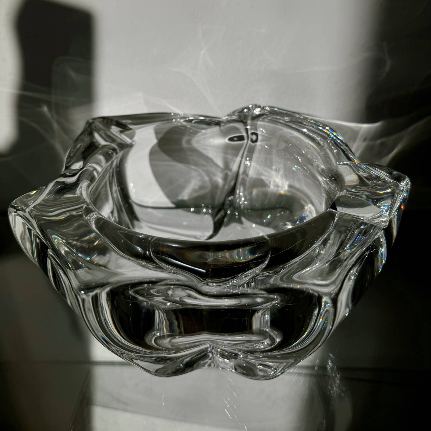 Large antique Daum crystal ashtray
