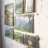 Toile ancienne montagne