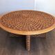 Large Round Coffee Table in Rope and Wood, in the Style of Audoux-Minet, Fra