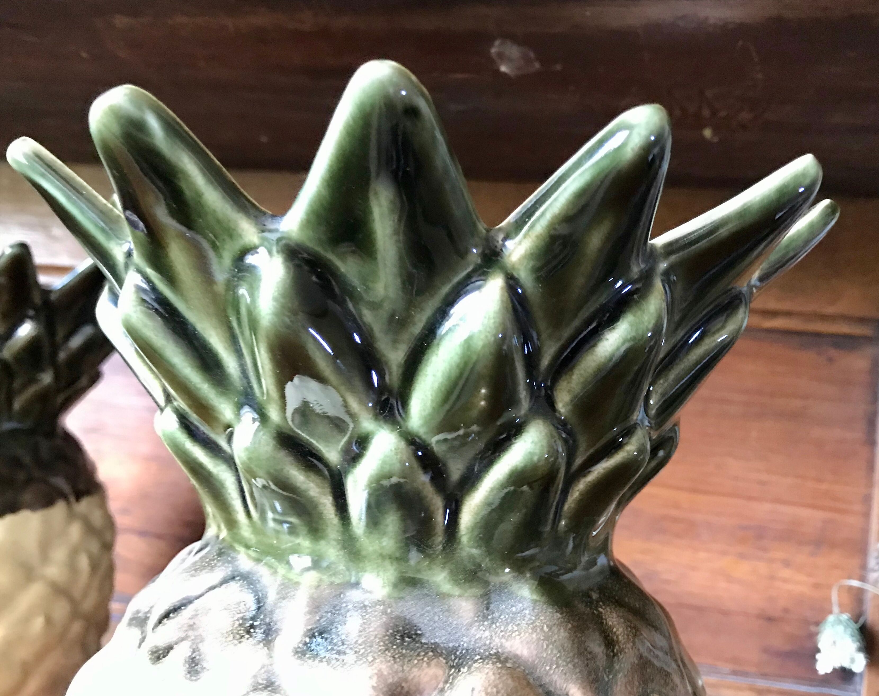Pair of Rhoda stoneware pineapple vases