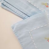 Old sky blue embroidered flat sheet