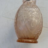 hyacinth vase molded glass rosaline art deco motifs signed Joma