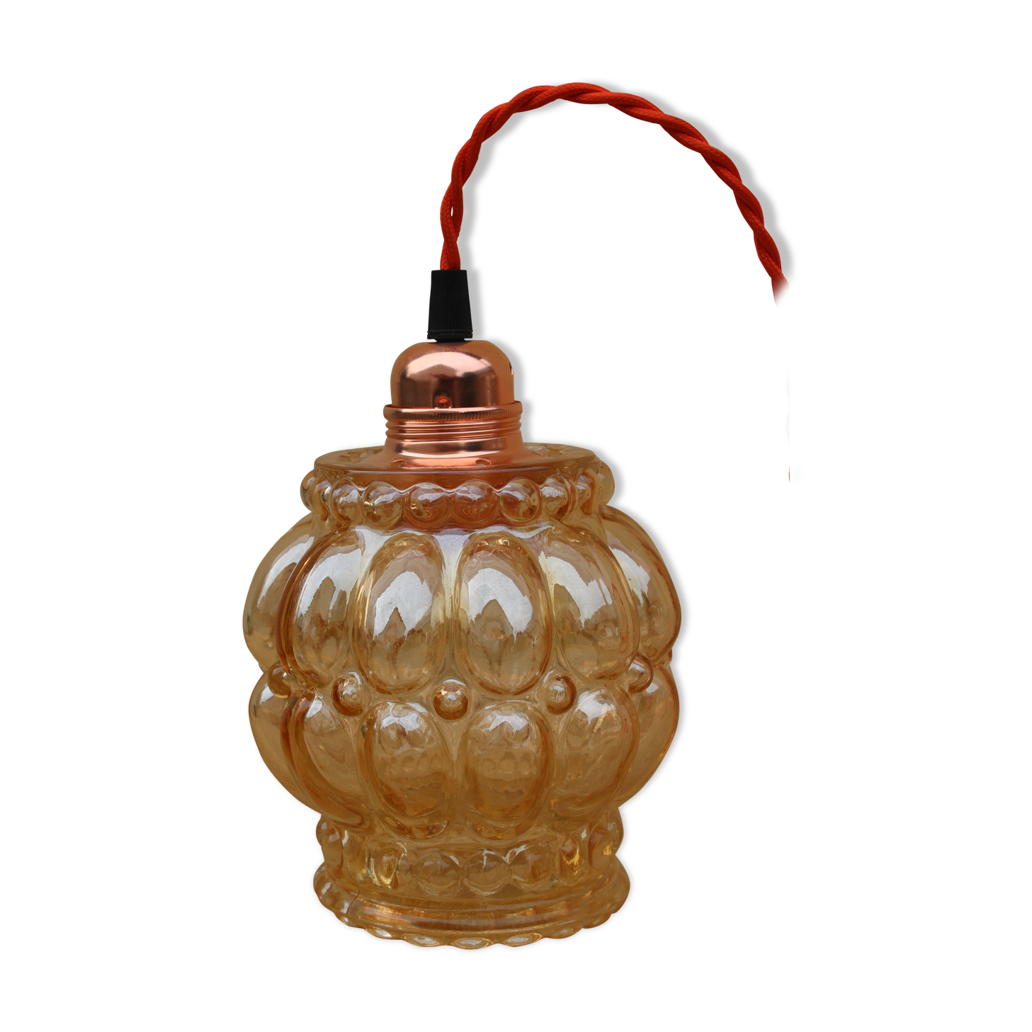 Moulded glass hanging lamp