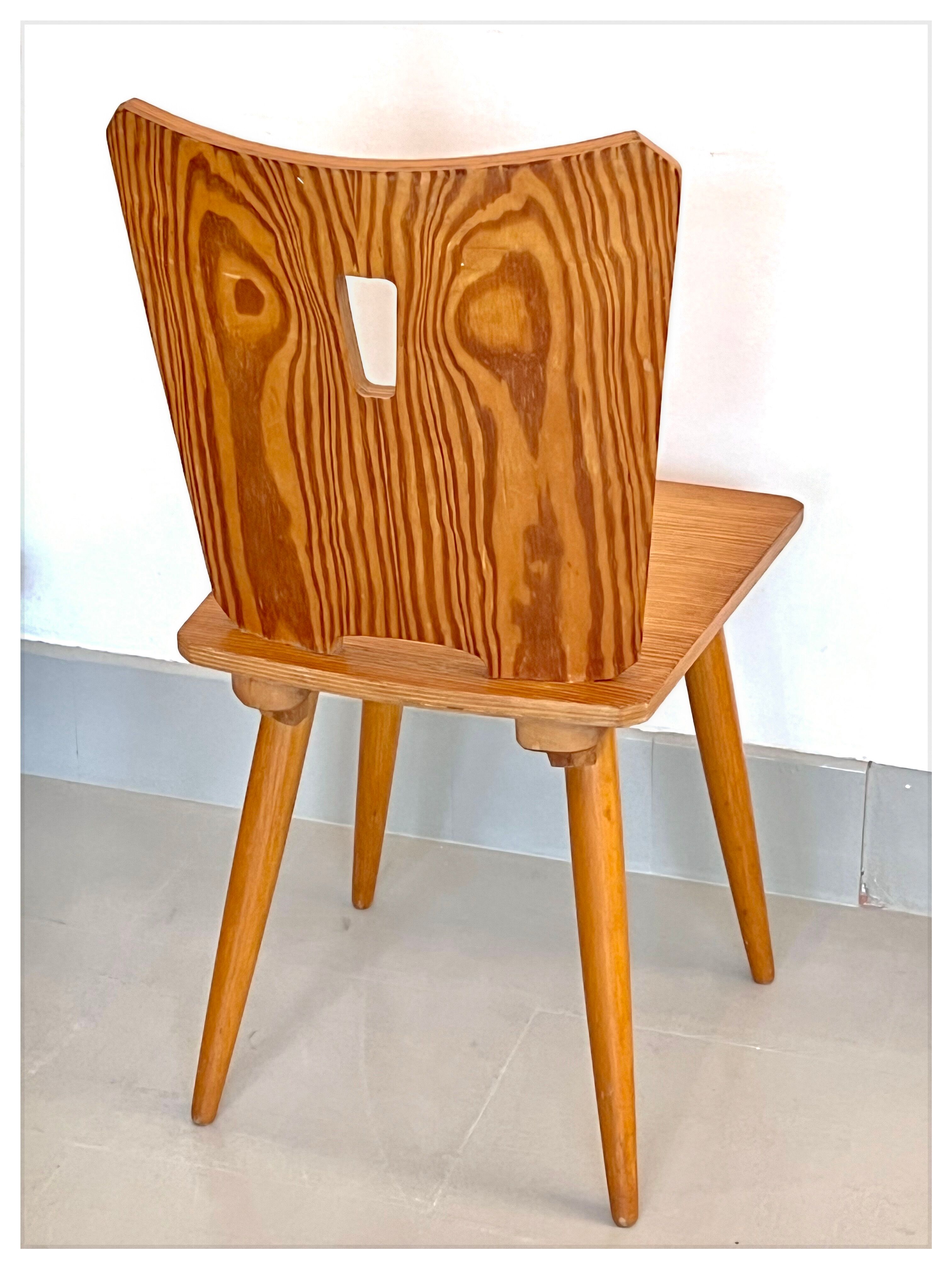 Vintage brutalist pine chairs