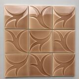 Relief tiles Desvres Mid Century Lot of 9 dark beige colours