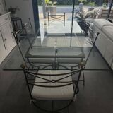 Roche Bobois glass and steel dining table and 6 chairs