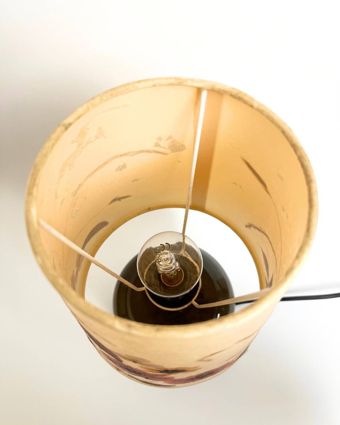 Lampe vintage fleurs séchées – France, années 70