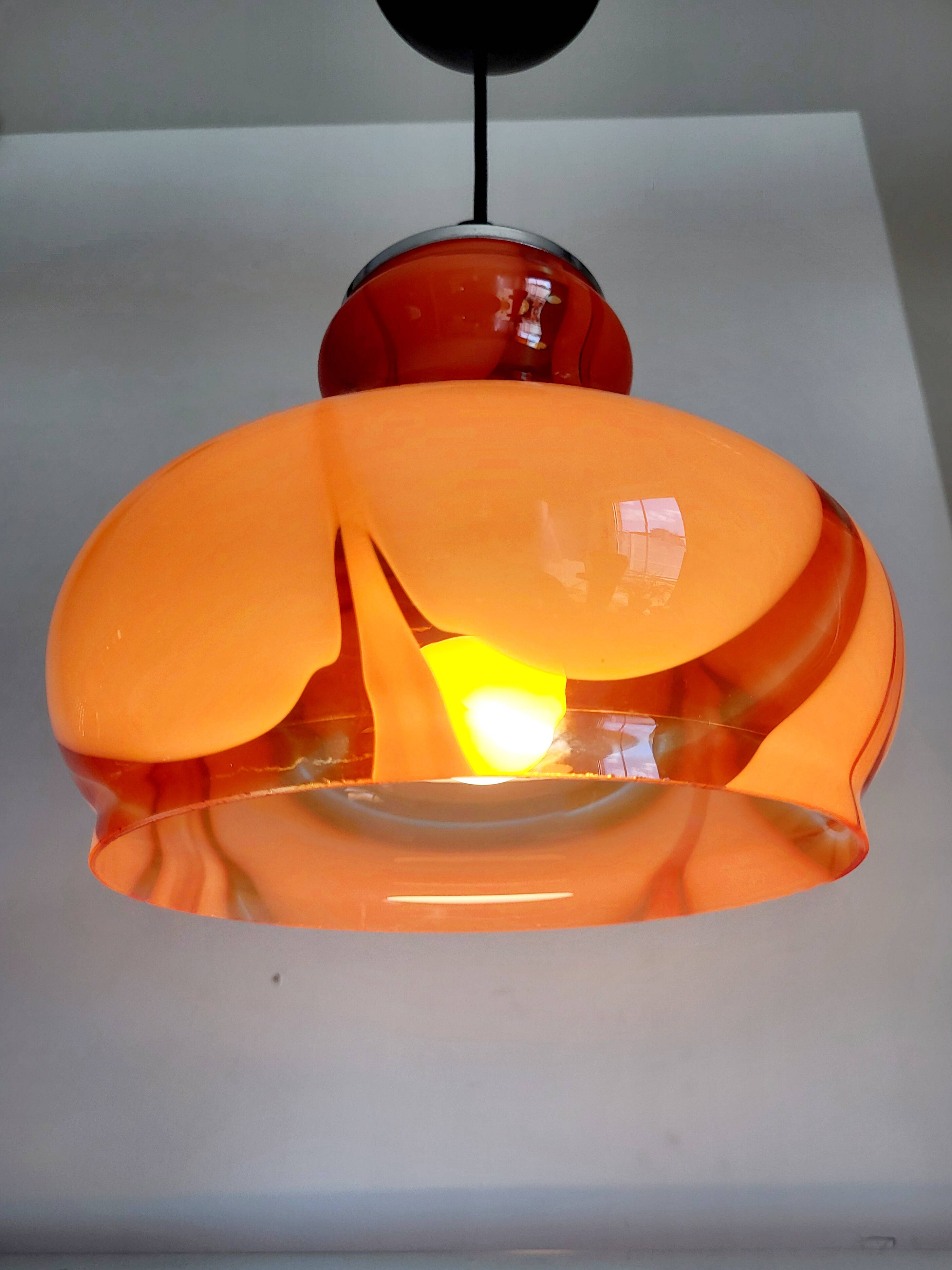 Lampe à suspension vintage en glaçure de Murano, Carlo Moretti, Italie, Jaren 1960