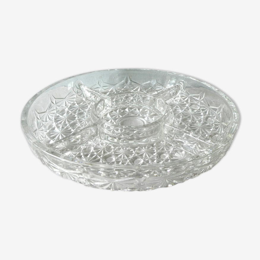 Plat en verre taillé et argent 