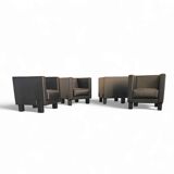 4 x Black Leather Poltrona Frau Moji Armchairs / sofa by Shigeru Uchida