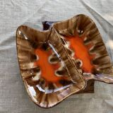 Serviteur apéritif en céramique émaillée, style Vallauris, Vintage