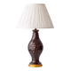 Chocolate glazed ceramic table lamp from Manises, Spain, 1960s with a new silk shade.