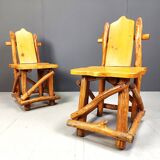 Vintage brutalist dining chairs, set of 4 - 1960s