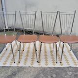 Set 4 chaises vintage scandinave chrome et simili