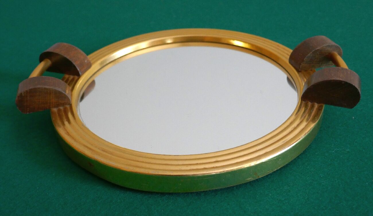 Art Deco round mirror tray