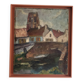 Huile sur toile signée vintage encadrée