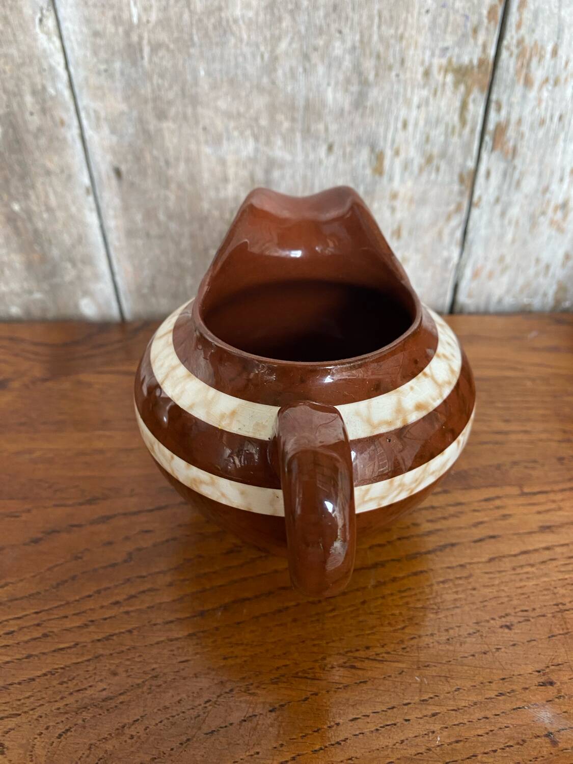 Ancien pot à lait sarreguemines modèle mary céramique marron & blanche