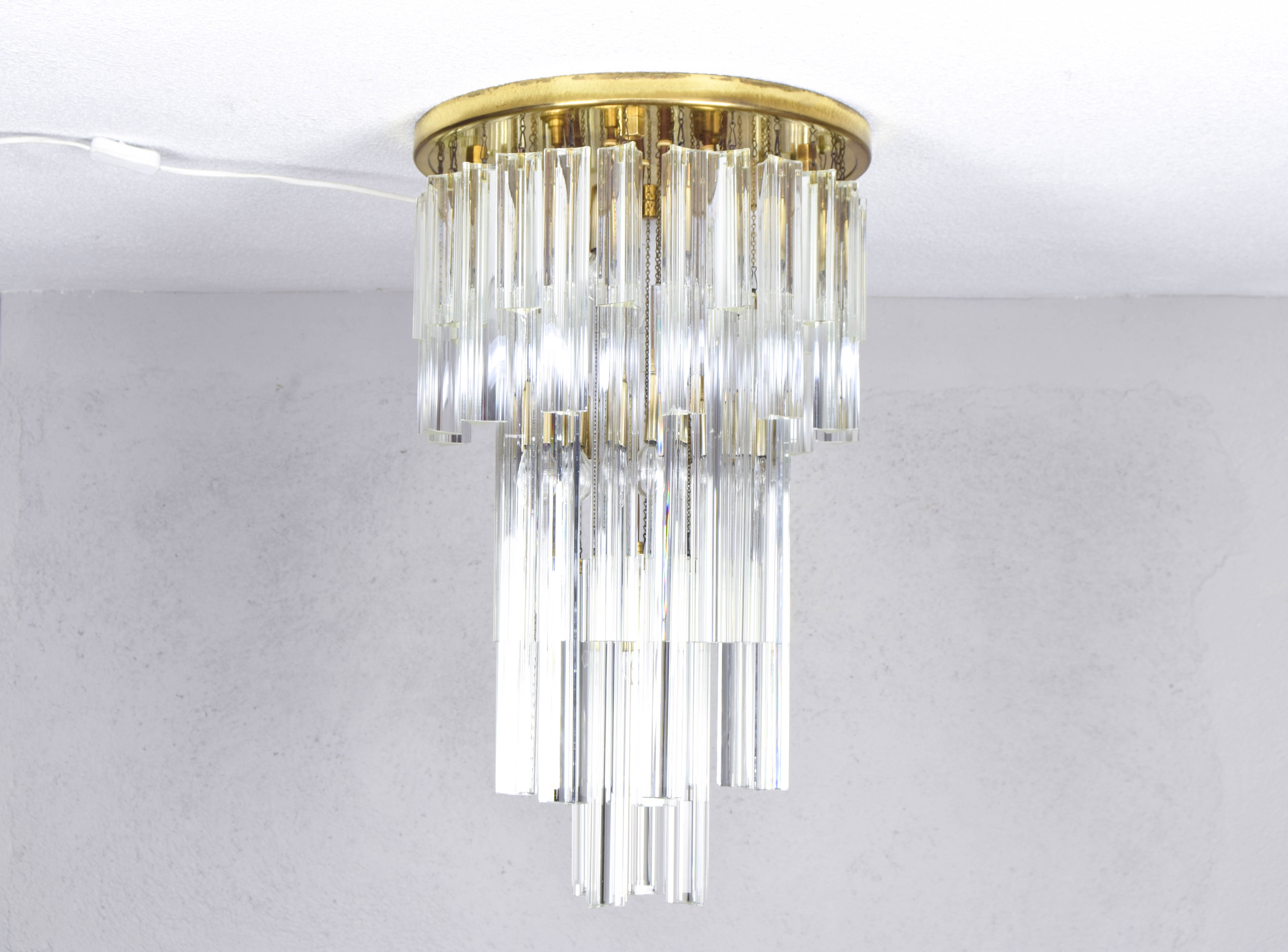 Venini Murano glass waterfall ceiling light Triedri