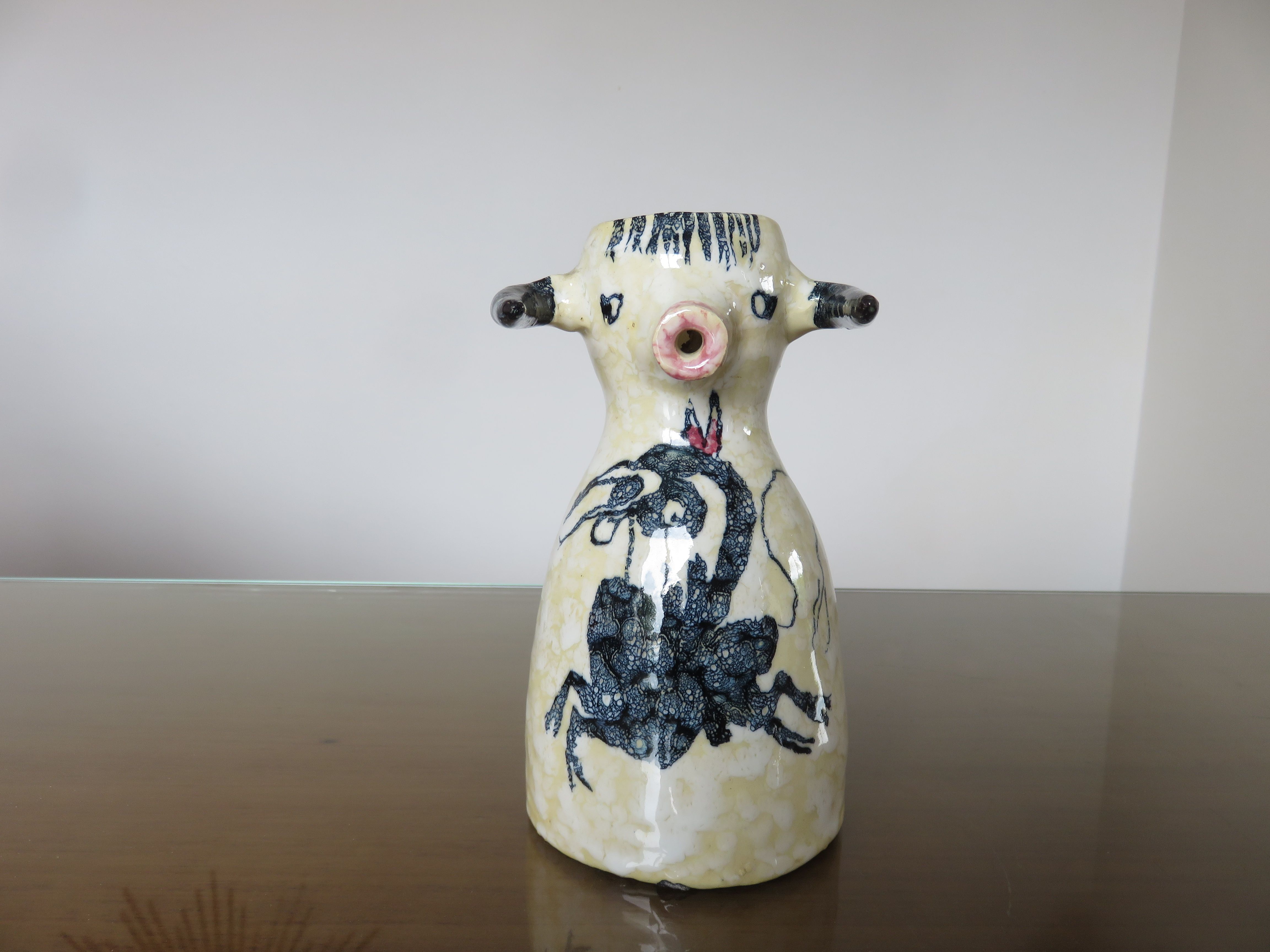 Zoomorphic ceramic bull Toledo Spain 50s 60s