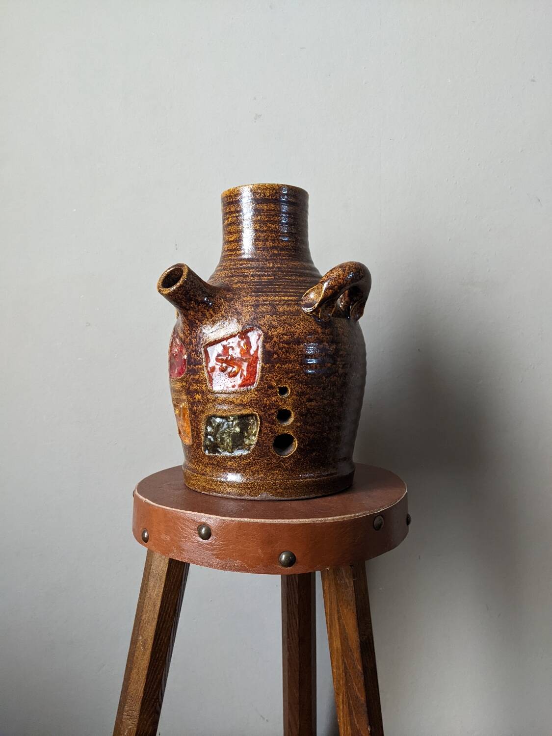 Vintage table lamp base Accolay brutalist country decoration