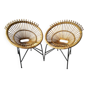 paire de fauteuils en - rotin