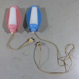 Set of 2 Wall lamps pink & blue 1950’s
