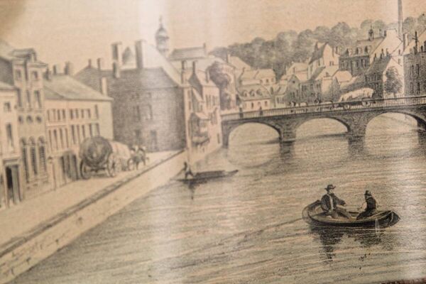 Dessin encadré, 19ème siècle, la Sambre