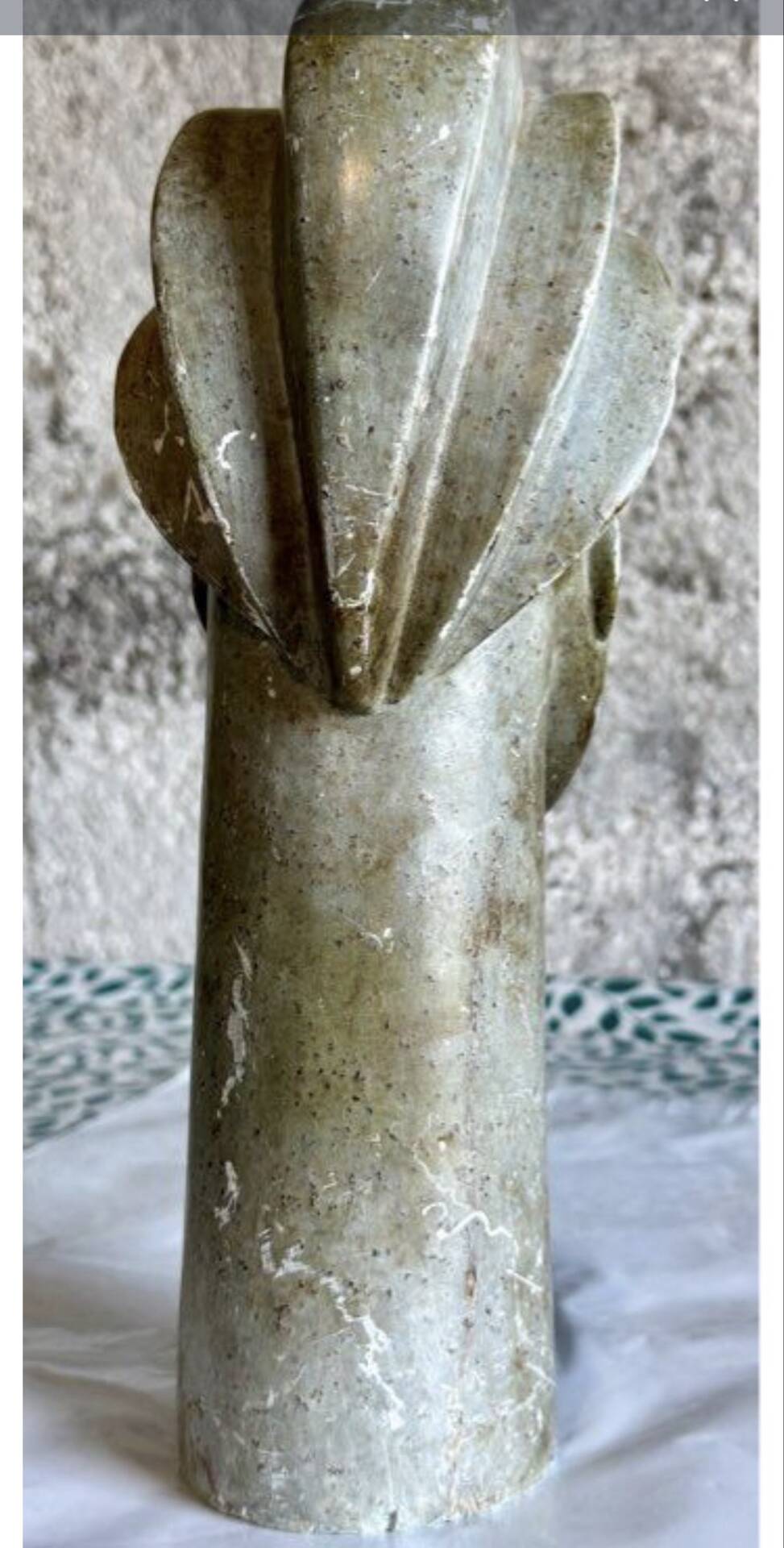 Large african sculpture in steatite stone signed lewanga – art