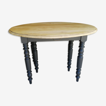 Table 6 pieds noir mat plateau brut avec 1 rallonge