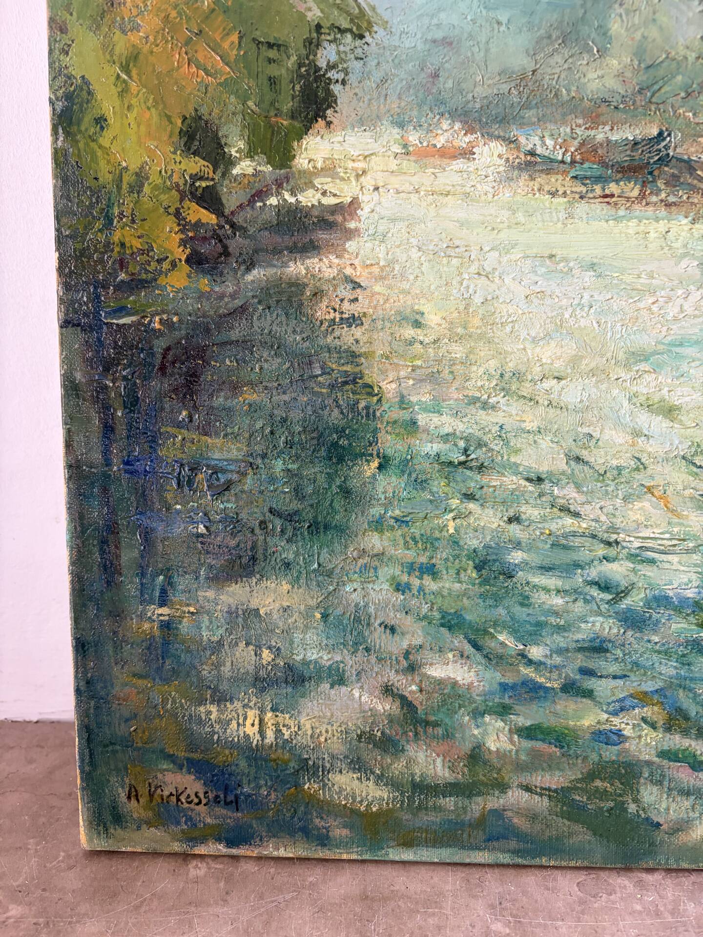 Banks of the Seine at Bougival, oil on canvas signed