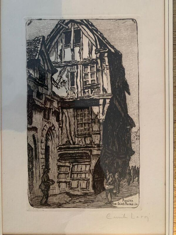Émile Leroy, dessin d’une rue de Rouen, vers 2000