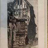Émile Leroy, drawing of a street in Rouen, circa 2000