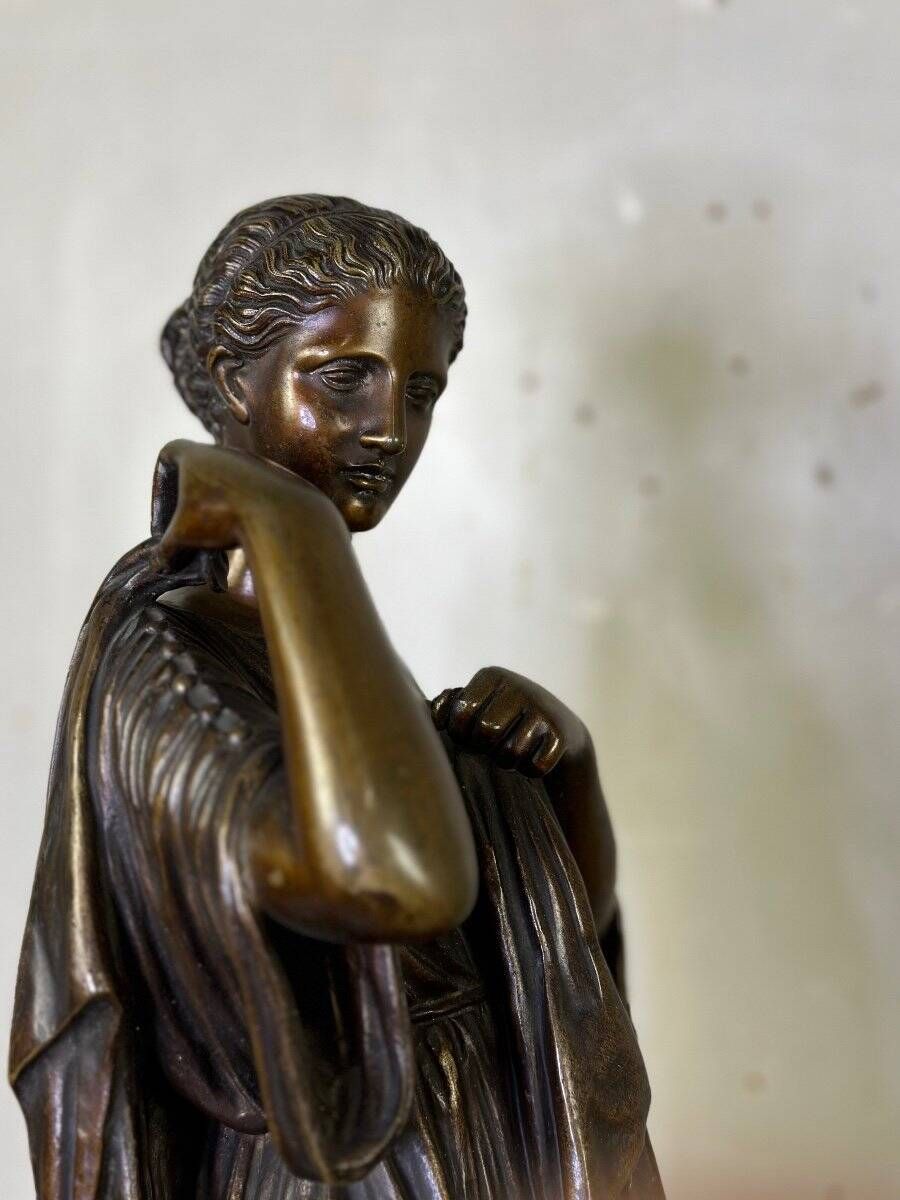 Diane de Gabies, large bronze after the antique with medal patina.