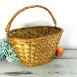 Vintage wicker bike basket, market basket