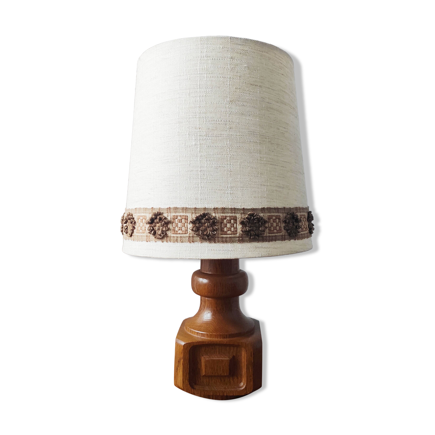 Vintage 70s oak living room lamp