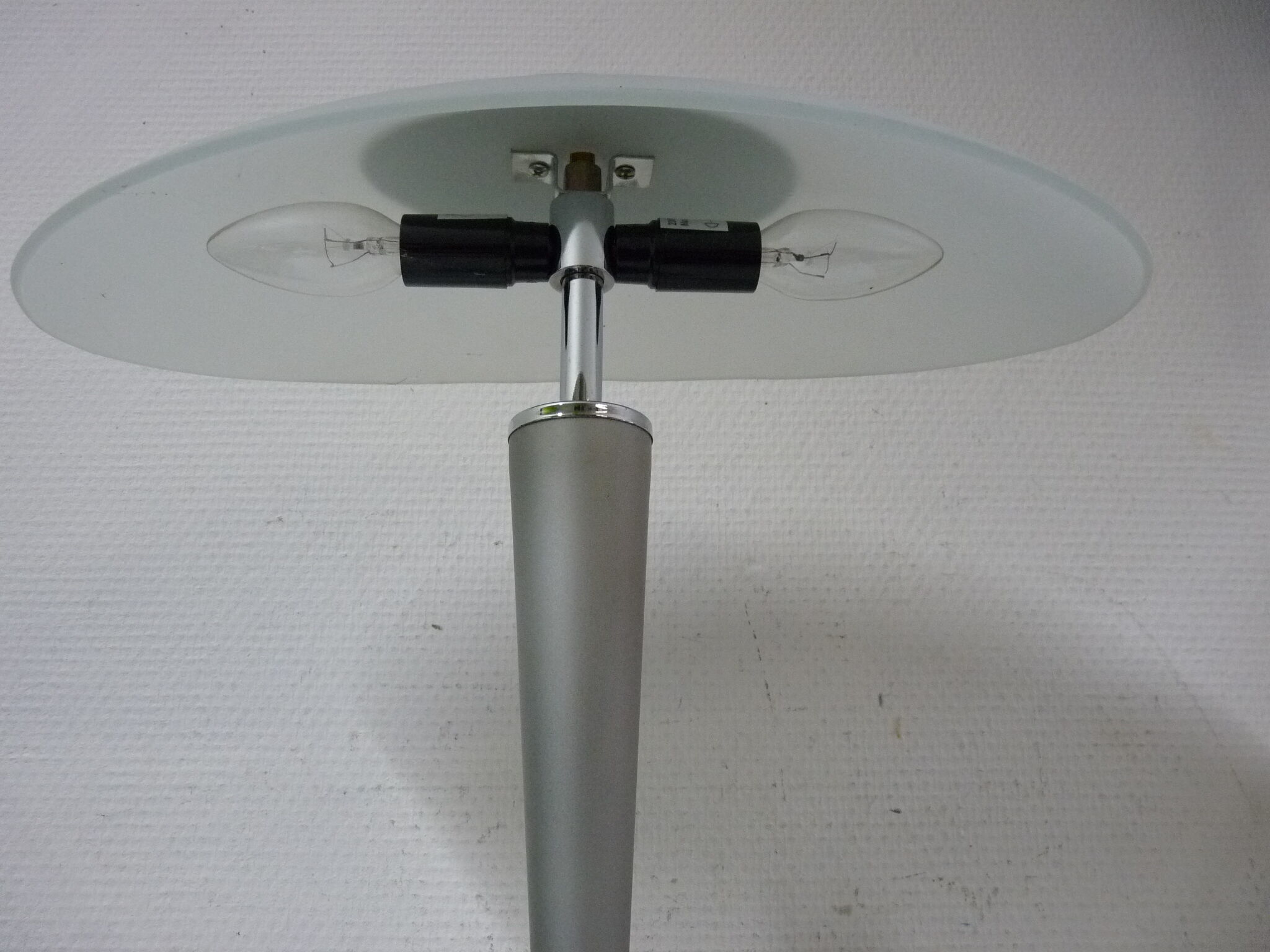 Glass and metal mushroom lamp