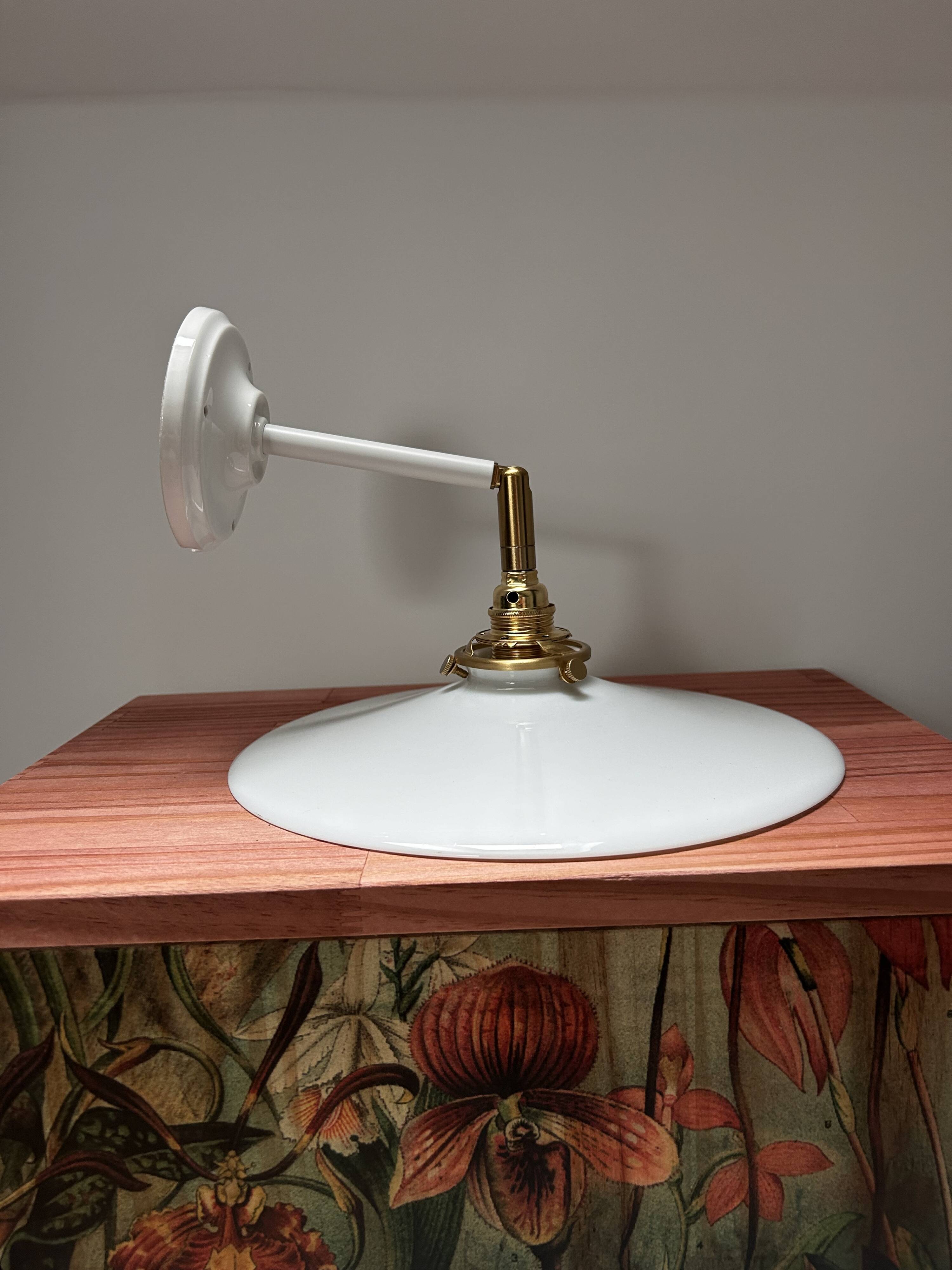 Vintage white opaline wall light