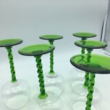 6 wine glasses with crystal twisted foot