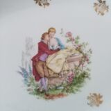 Diamond dish in Limoges porcelain decoration gallant scene