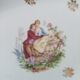 Diamond dish in Limoges porcelain decoration gallant scene
