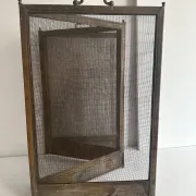 Antique brass and iron mesh spark guard with 4 panels – Early 20th century