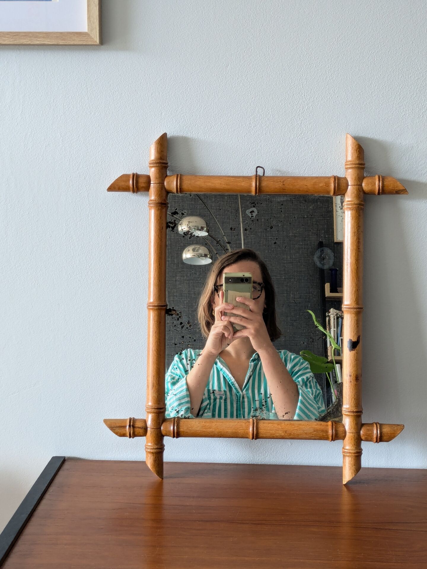 Miroir vintage bambou