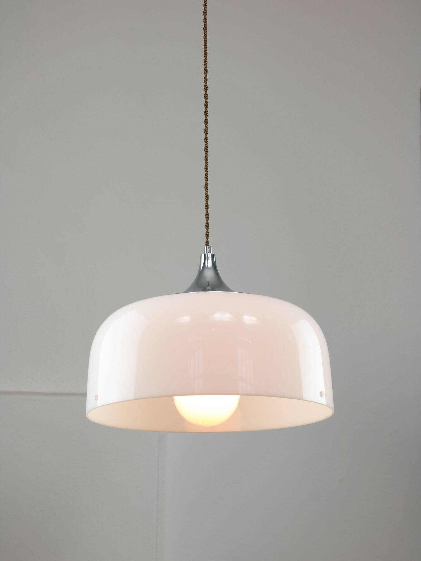 Space Age White Pendant Lamp from Guzzini, 1960s