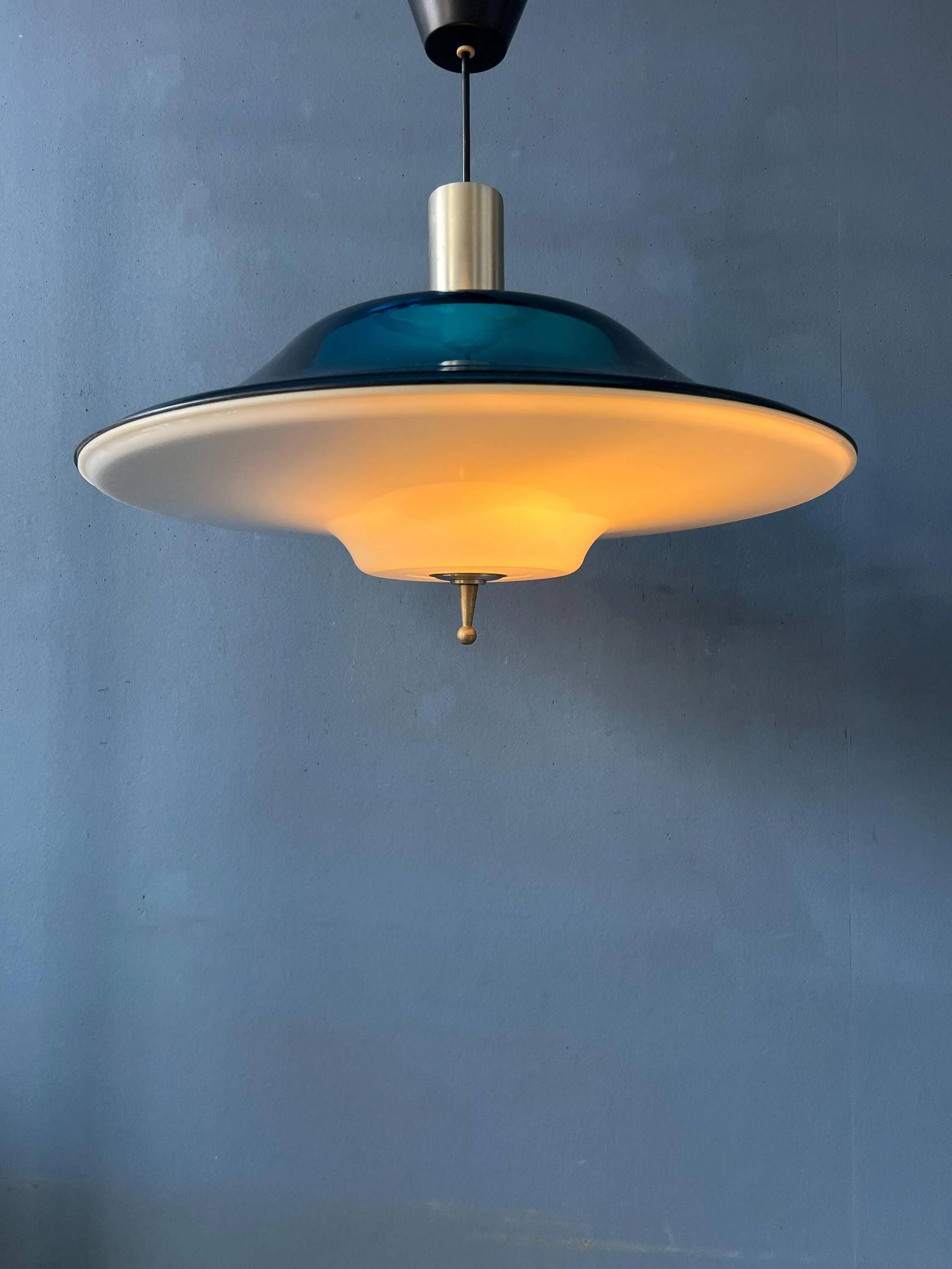 Suspension Space Age UFO blue flying saucer