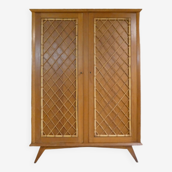 Old vintage rattan cabinet